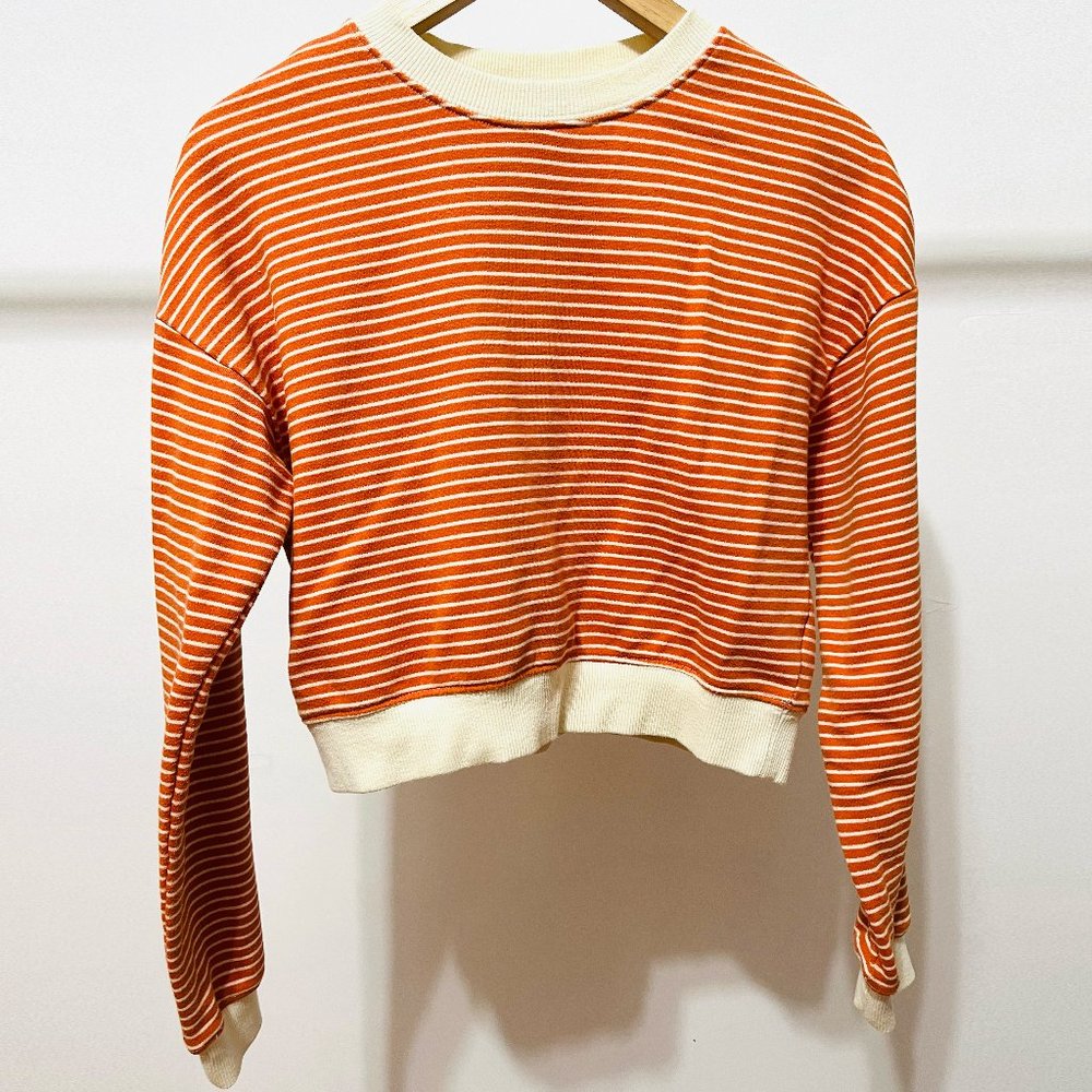 Orange and White Striped Sweatshirt